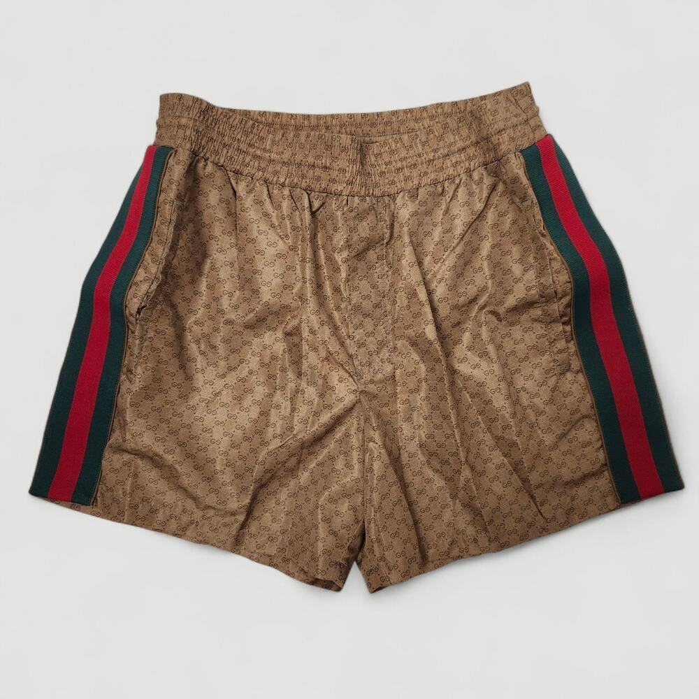 Gucci GG Waterproof Nylon Swim Shorts Camel Size 46 Made in Italy NWT